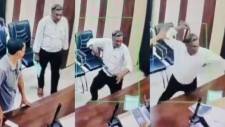 सीतापुर में दबंग शिक्षक बेसिक शिक्षा अधिकारी को बेल्ट से पीटते हुए, कर्मचारी मौके पर मौजूद