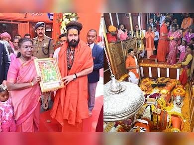 President Droupadi Murmu offering prayers at Banke Bihari Temple in Vrindavan with family and priests