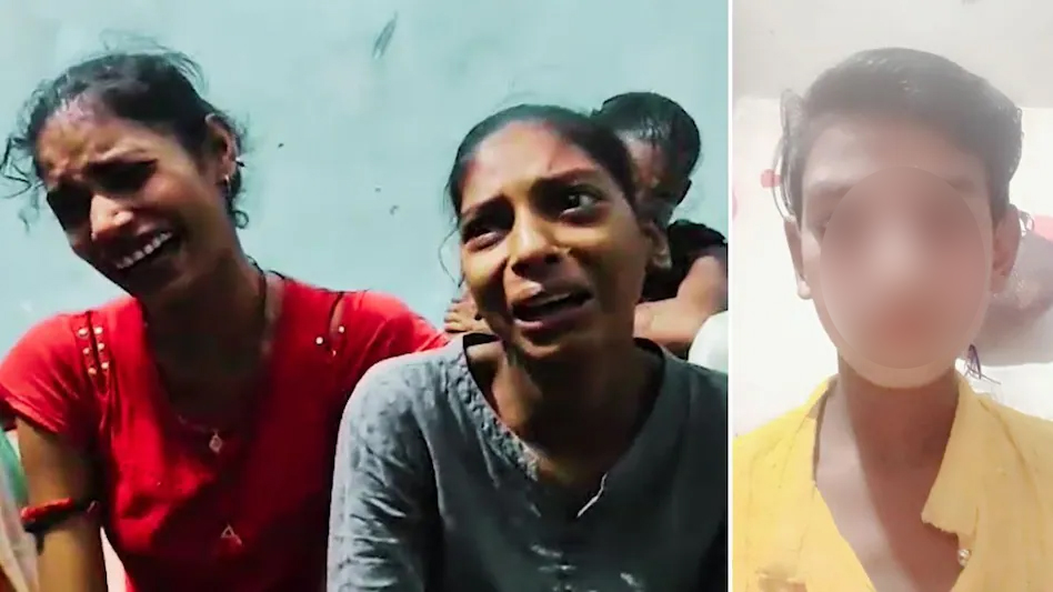 मृतक के घरवाले दुख में, फोटो में सामने बैठी महिलाएं एवं एक युवक दिखाई दे रहे हैं