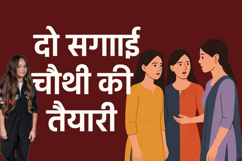 तीन युवतियों की आपसी बातचीत दर्शाती हिंदी फीचर इमेज, जिस पर लिखा है – "दो से सगाई चौथी की तैयारी"