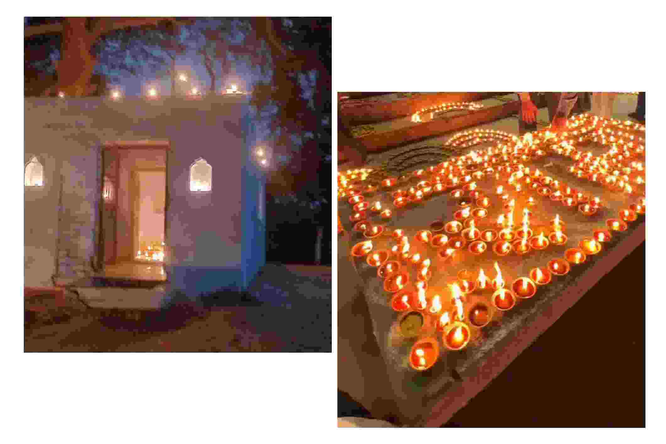 गढ़ाया में दीपावली पर यमुना मैया को समर्पित 2100 दीपक जलाते ग्रामीण, गुरु गर्गाचार्य समिति के दीपदान कार्यक्रम का दृश्य
