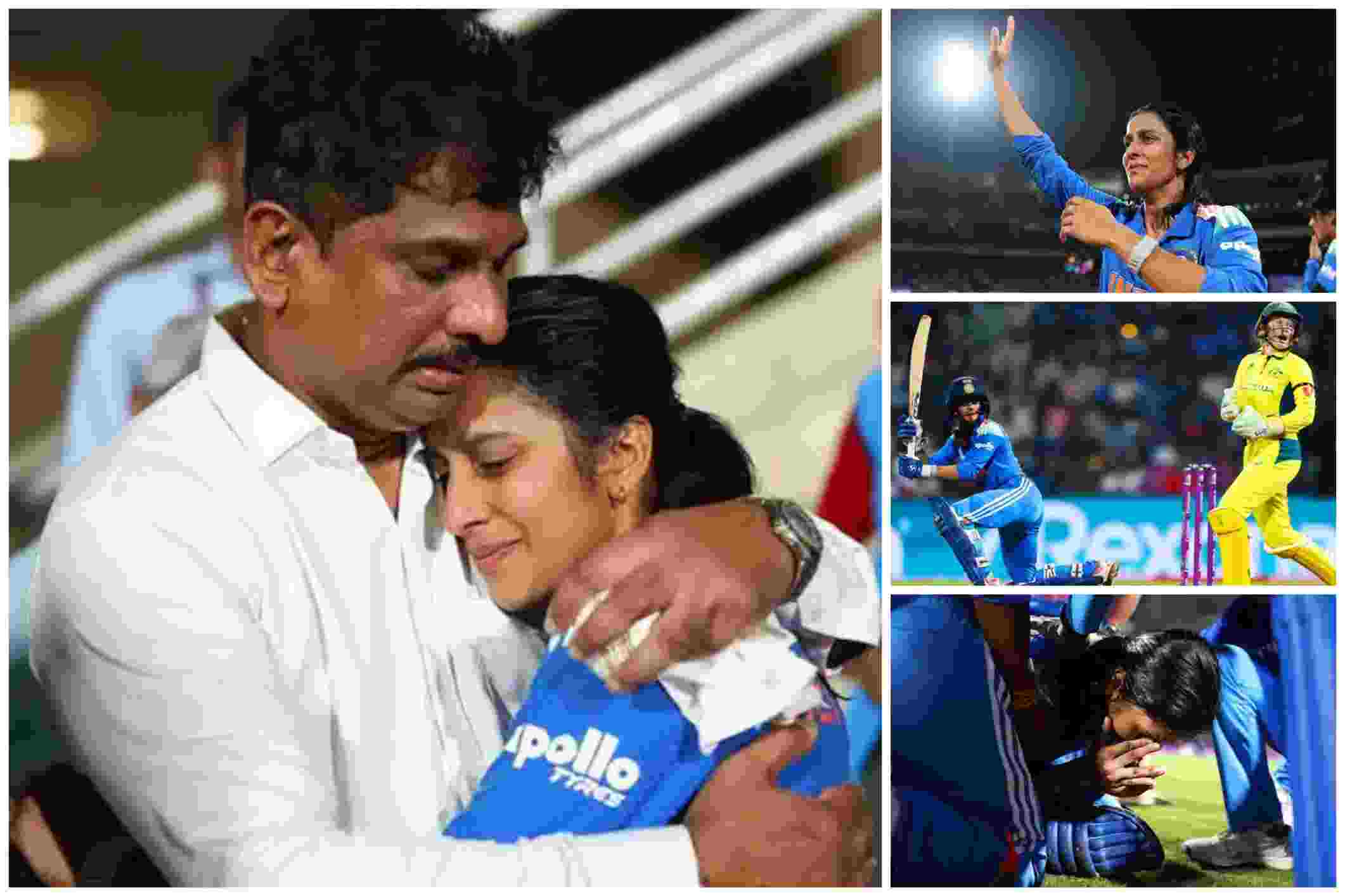 Jemimah Rodrigues hugs her father after a brilliant innings, celebrating with emotion and pride alongside match moments