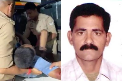 पुलिसकर्मियों द्वारा घायल आरोपी को एम्बुलेंस में ले जाते हुए और पत्रकार एल.एन. सिंह का पासपोर्ट साइज फोटो।