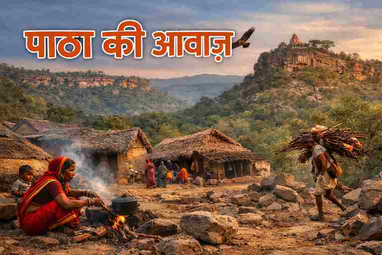 चित्रकूट के पाठा क्षेत्र में पहाड़ियों के बीच बसे आदिवासी समुदाय का पारंपरिक जीवन