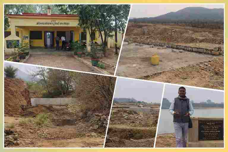 चित्रकूट के मानिकपुर क्षेत्र में लघु सिंचाई विभाग द्वारा कराए गए तालाब, चेकडैम और कुओं के निर्माण कार्यों की स्थिति दर्शाता कोलाज