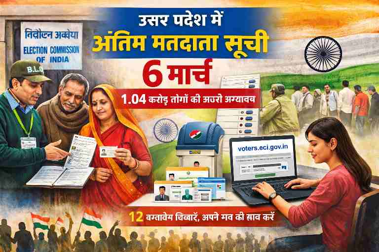 उत्तर प्रदेश में अंतिम मतदाता सूची जारी होने से पहले वोटर लिस्ट सत्यापन प्रक्रिया, 1.04 करोड़ मतदाताओं को नोटिस और ऑनलाइन जांच।