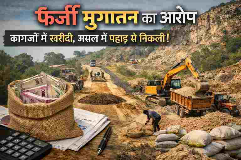 चित्रकूट की ग्राम पंचायतों में फर्जी भुगतान और पहाड़ से अवैध खनन की गई सामग्री का मामला।