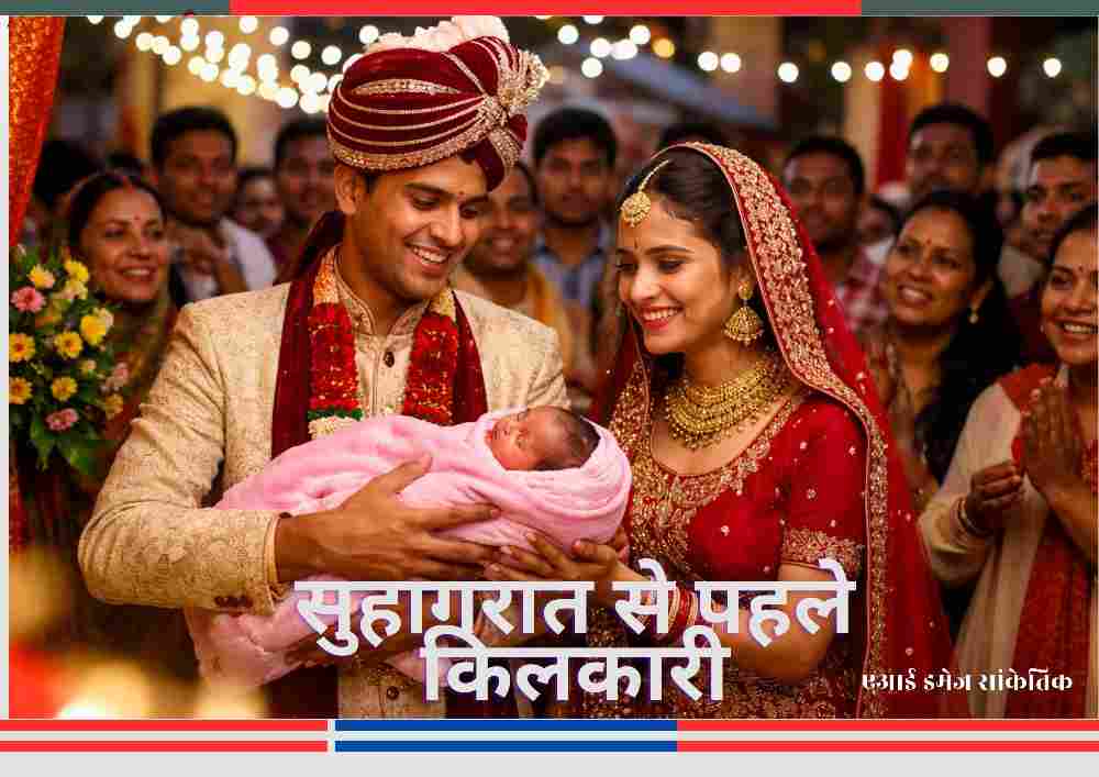 शादी के कुछ घंटों बाद दुल्हन द्वारा बच्ची को जन्म देने की प्रतीकात्मक तस्वीर