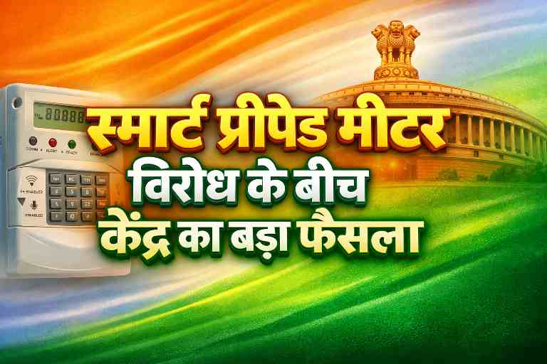 स्मार्ट प्रीपेड मीटर को लेकर उपभोक्ताओं के विरोध के बीच भारत सरकार द्वारा स्मार्ट मीटर पखवाड़ा आयोजित करने का निर्णय दर्शाती प्रतीकात्मक इमेज