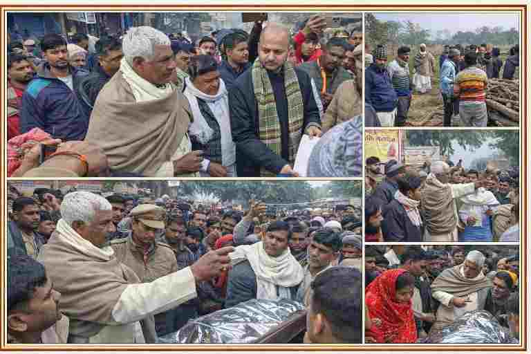 अवध राज खरवार हत्याकांड के बाद भाटपार रानी में धरना प्रदर्शन, विधायक सभा कुंवर कुशवाहा की मौजूदगी और अंतिम संस्कार की तैयारी करते ग्रामीण