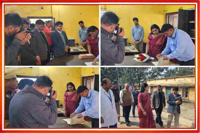 देवरिया में जिलाधिकारी दिव्या मित्तल ने गौरीबाजार विकास खण्ड कार्यालय का निरीक्षण करते हुए अभिलेखों और प्रशासनिक व्यवस्थाओं की जांच की