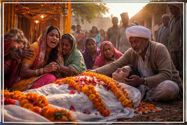 राजस्थान के कामां क्षेत्र में 11 केवीए बिजली तार से हादसे के बाद शोक में डूबे परिवार का सांकेतिक दृश्य