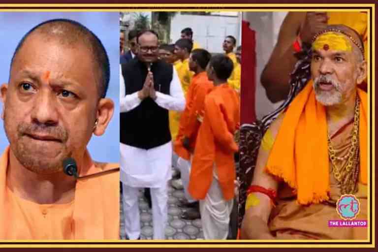 योगी आदित्यनाथ, ब्रजेश पाठक और स्वामी अविमुक्तेश्वरानंद की संयुक्त तस्वीर, माघ मेला शिखा विवाद से जुड़ा राजनीतिक बयान