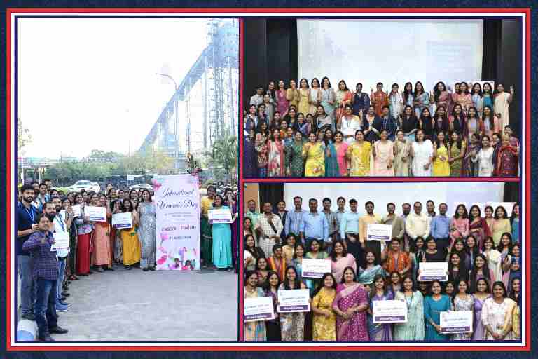 एनटीपीसी सीपत में अंतर्राष्ट्रीय महिला दिवस 2026 के अवसर पर महिला कर्मचारियों और अधिकारियों का सामूहिक फोटो