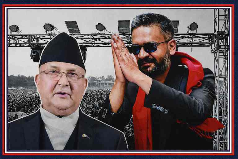 नेपाल चुनाव परिणाम के बाद बालेन शाह और केपी शर्मा ओली की प्रतीकात्मक राजनीतिक तस्वीर