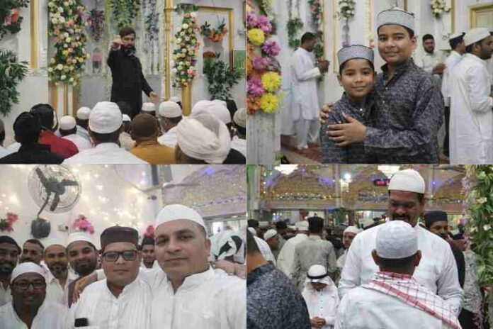 देवरिया के भाटपार रानी जामा मस्जिद में ईद उल फितर के मौके पर नमाज, बच्चों की खुशियां, सामूहिक तस्वीर और मुबारकबाद का लैंडस्केप कोलाज