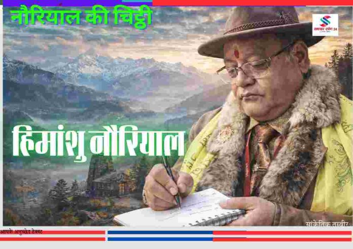 उत्तराखंड की पहाड़ियों के बीच नोटपैड पर लिखते हुए हिमांशु नौरियाल की तस्वीर